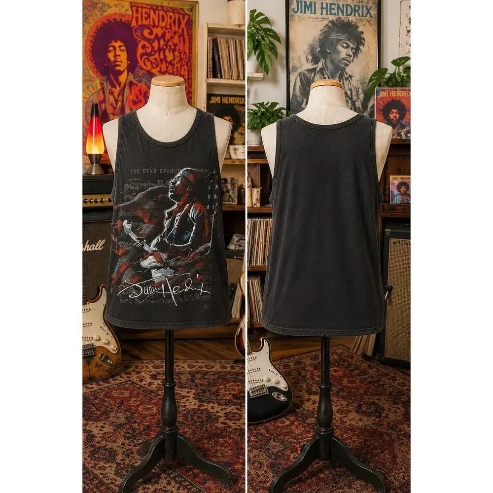 Liquid Blue Jimi Hendrix Star Spangled Banner Tank Top Size Large